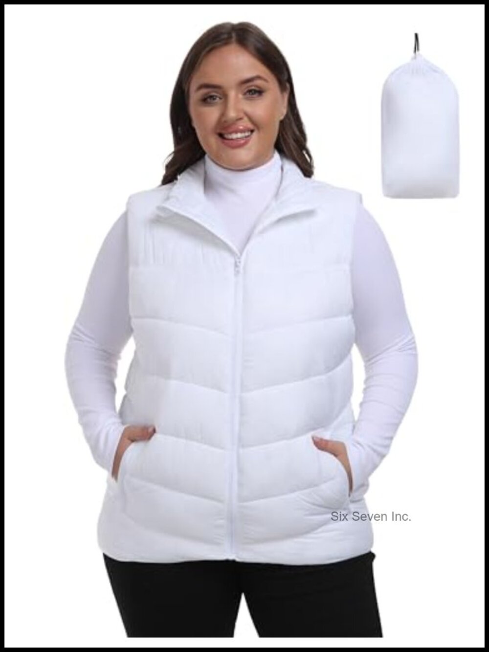 Plus Size Puffer Vest Packable Quilted 100% Nylon Water-Resistant Winter